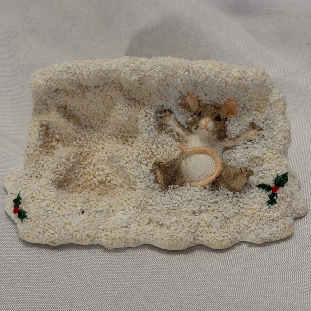 Vintage Silvestri Mouse Snow Figurine Christmas Winter Cottagecore Holiday Decor